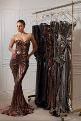 Rochie sirena din lycra metalica