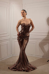 Rochie sirena din lycra metalica