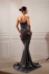 Rochie sirena din lycra metalica