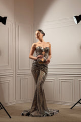 Rochie sirena din lycra metalica