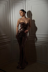Rochie sirena din lycra metalica
