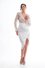 Rochie midi din tafta elastică