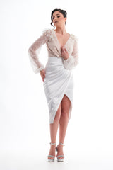 Rochie midi din tafta elastică